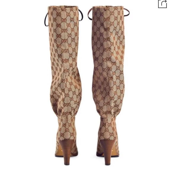 New GUCCI GG canvas mid-heel boot Sz 5.5 - Picture 3 of 16